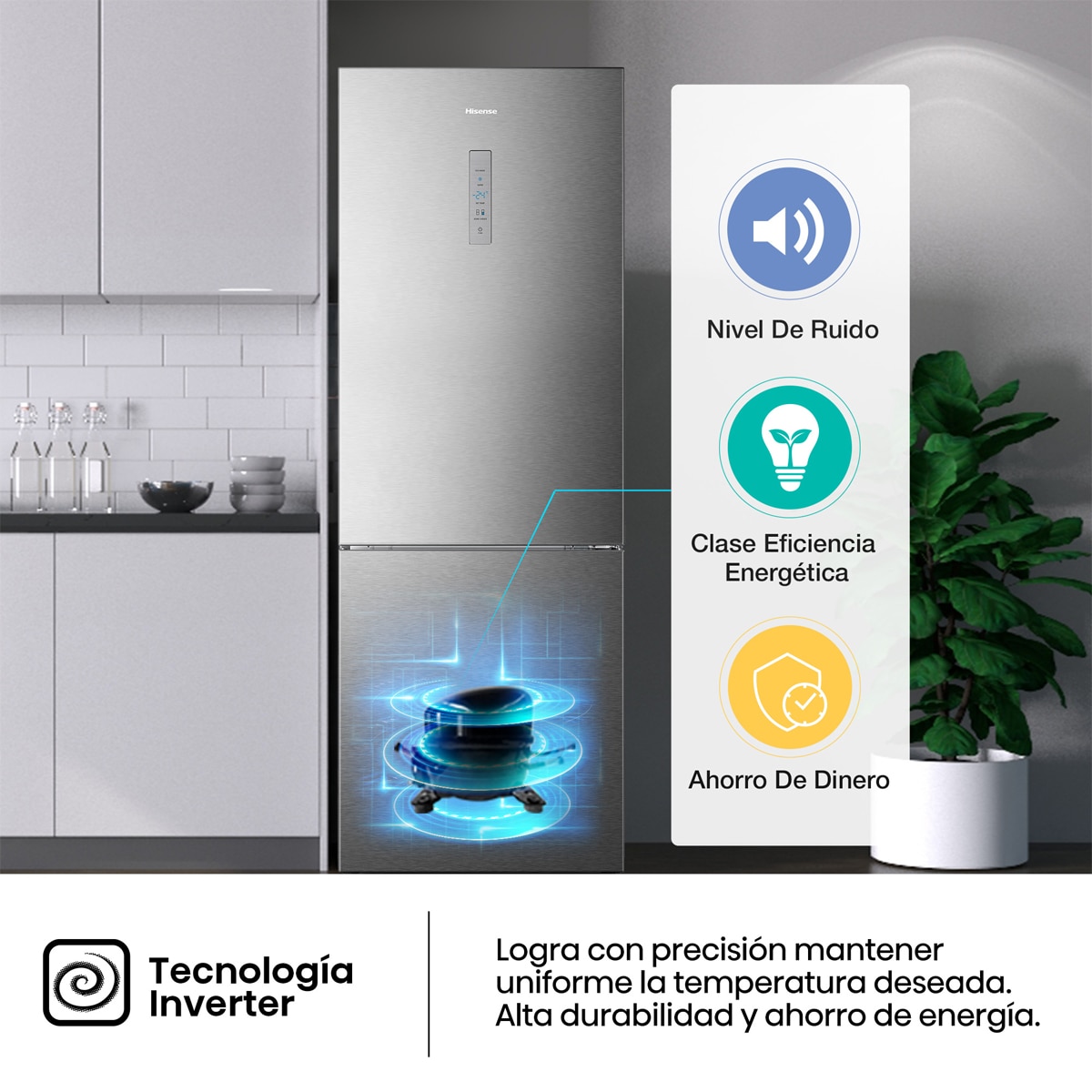 Frigorífico combi Hisense Total No Frost - RB645N4BIC - Inox Inox-11