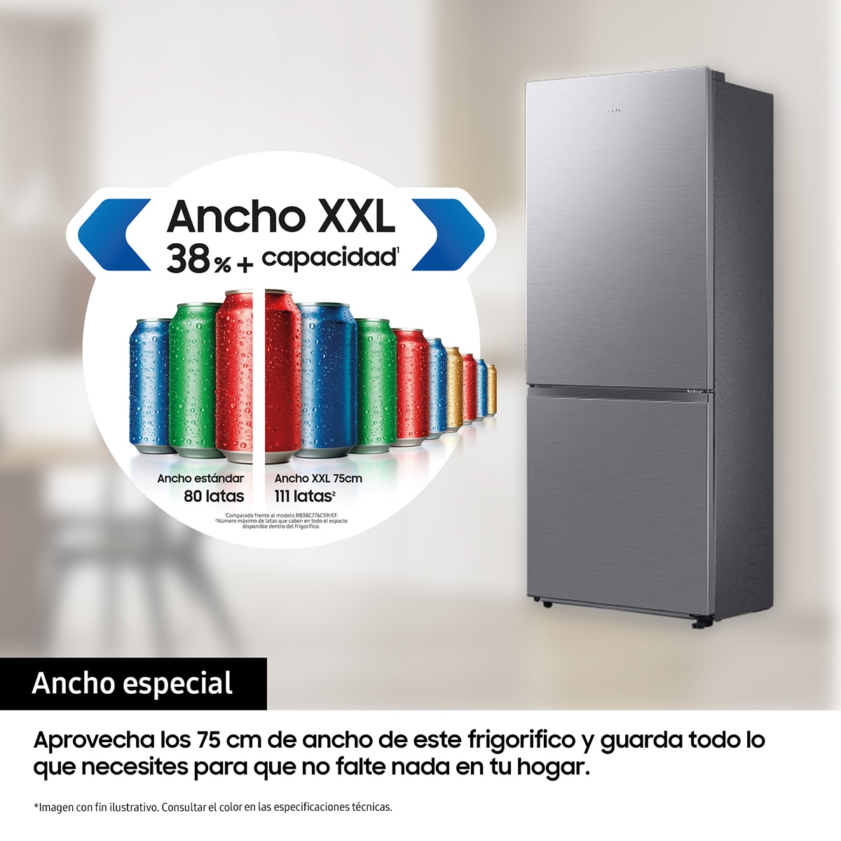 Frigorífico Combi Samsung con IA 192cm All Around Cooling 505L Clase E Inox - RB50DG632ES9EF Inox-4