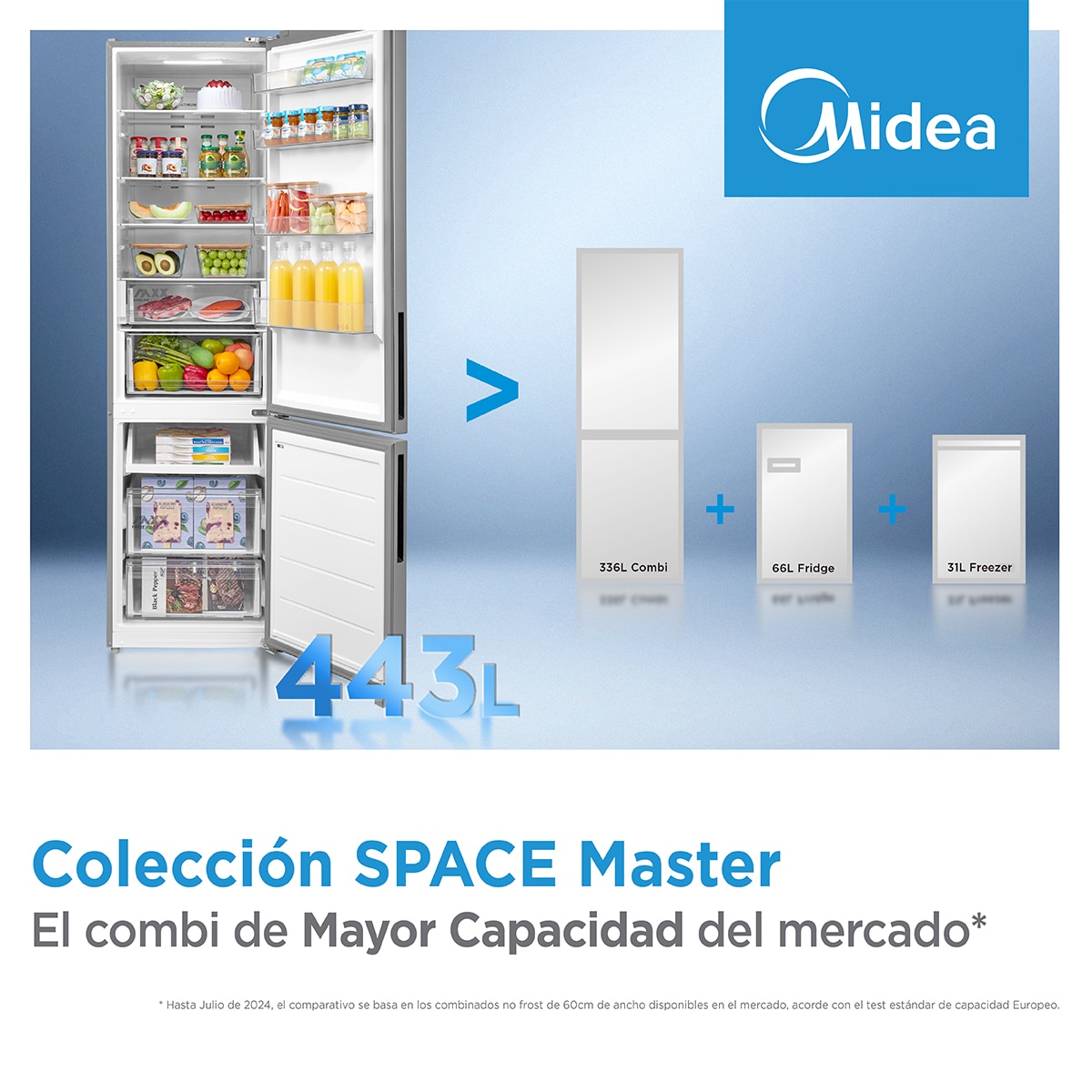 Frigorífico Combi Midea Space Master 443L No frost - MDRB600MME46 Inox-6