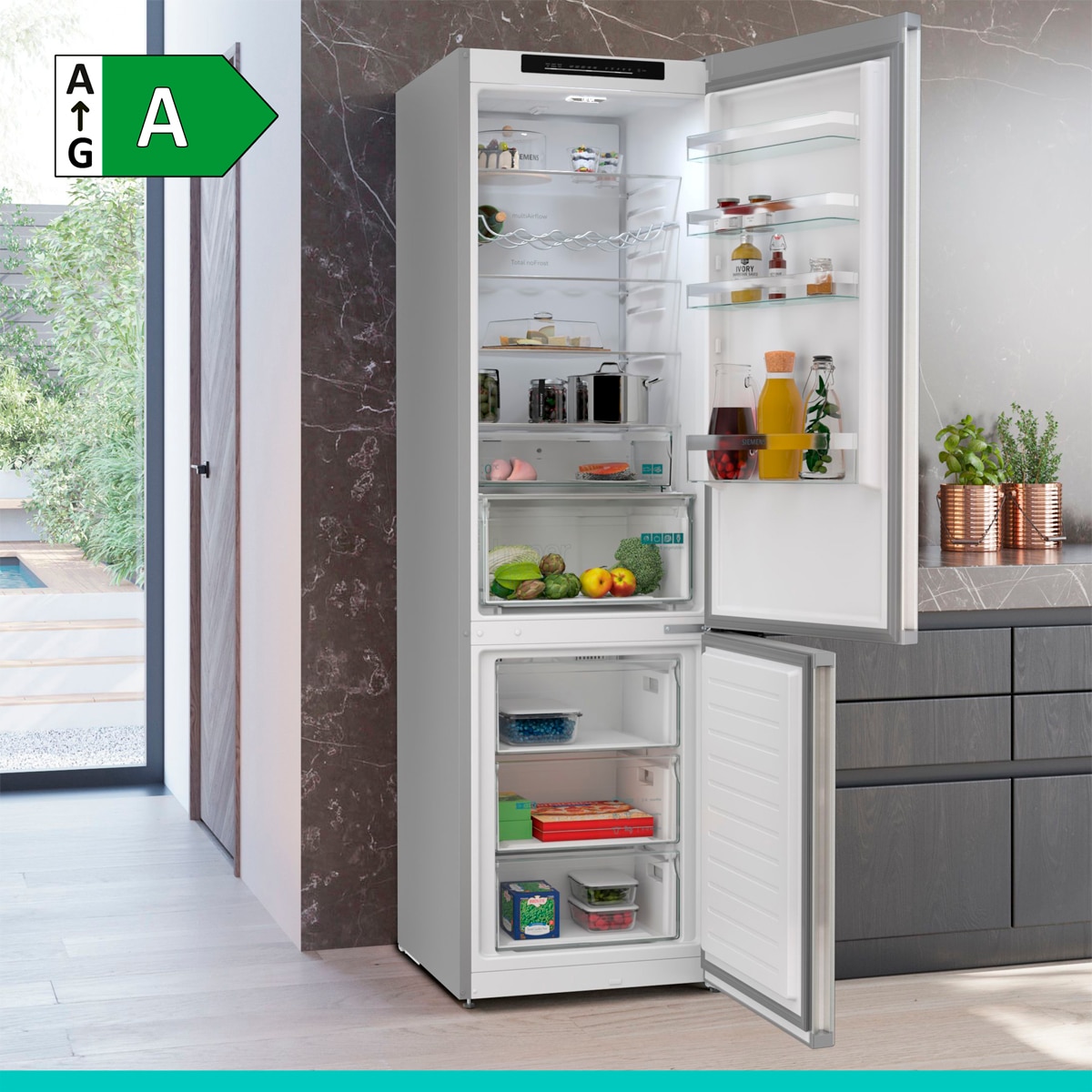 Frigorífico Combi Siemens, 203 x 60 cm - KG39N2IAG Acero antihuellas-3