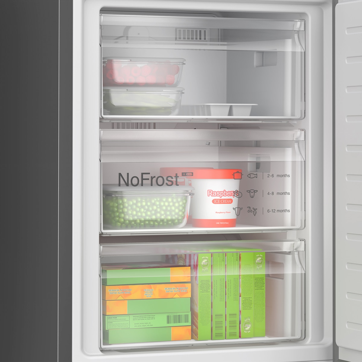 Frigorífico Combi Bosch, Total No Frost, 203 x 60cm - KGN392XCF Acero negro-9