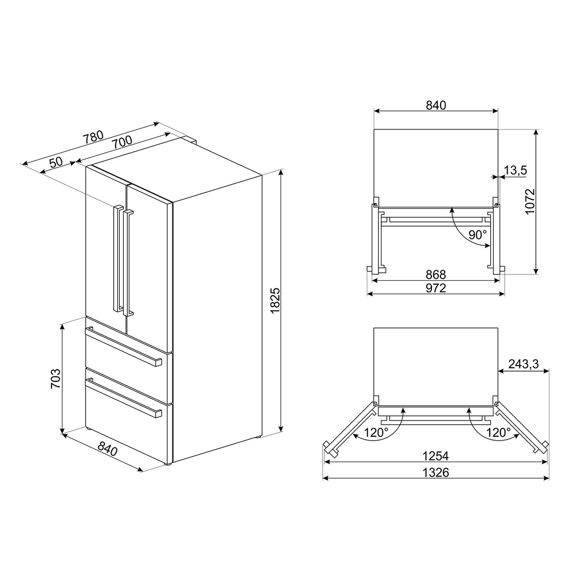 Frigorífico Americano Smeg, 4 puertas, No Frost, 539 litros, Look Inox - FQ55FXDE LookInox-3