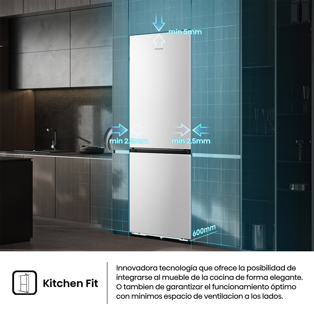 Frigorífico combi Hisense 2 puertas Total No Frost, Kitchen Fit - RB3K330SAWD Blanco-7