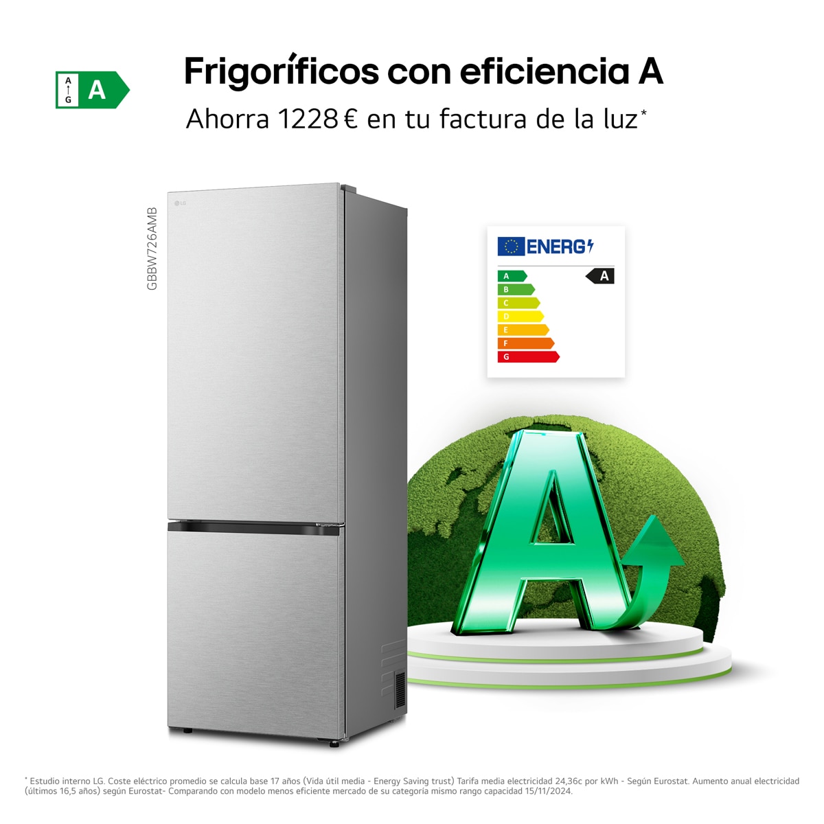 Frigorífico Combi LG, DoorCooling+, 2,03m,  Serie 700 -GBBW726AMB Acero texturizado-5