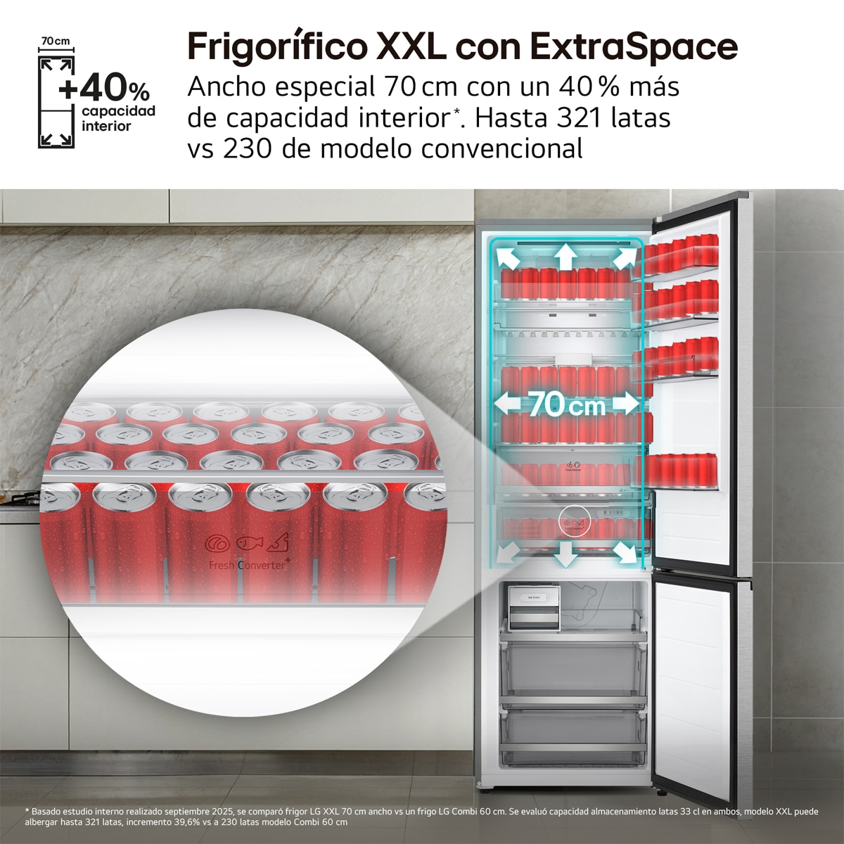 Frigorífico Combi LG, DoorCooling+, 2,03m,  Serie 700 -GBBW726AMB Acero texturizado-11