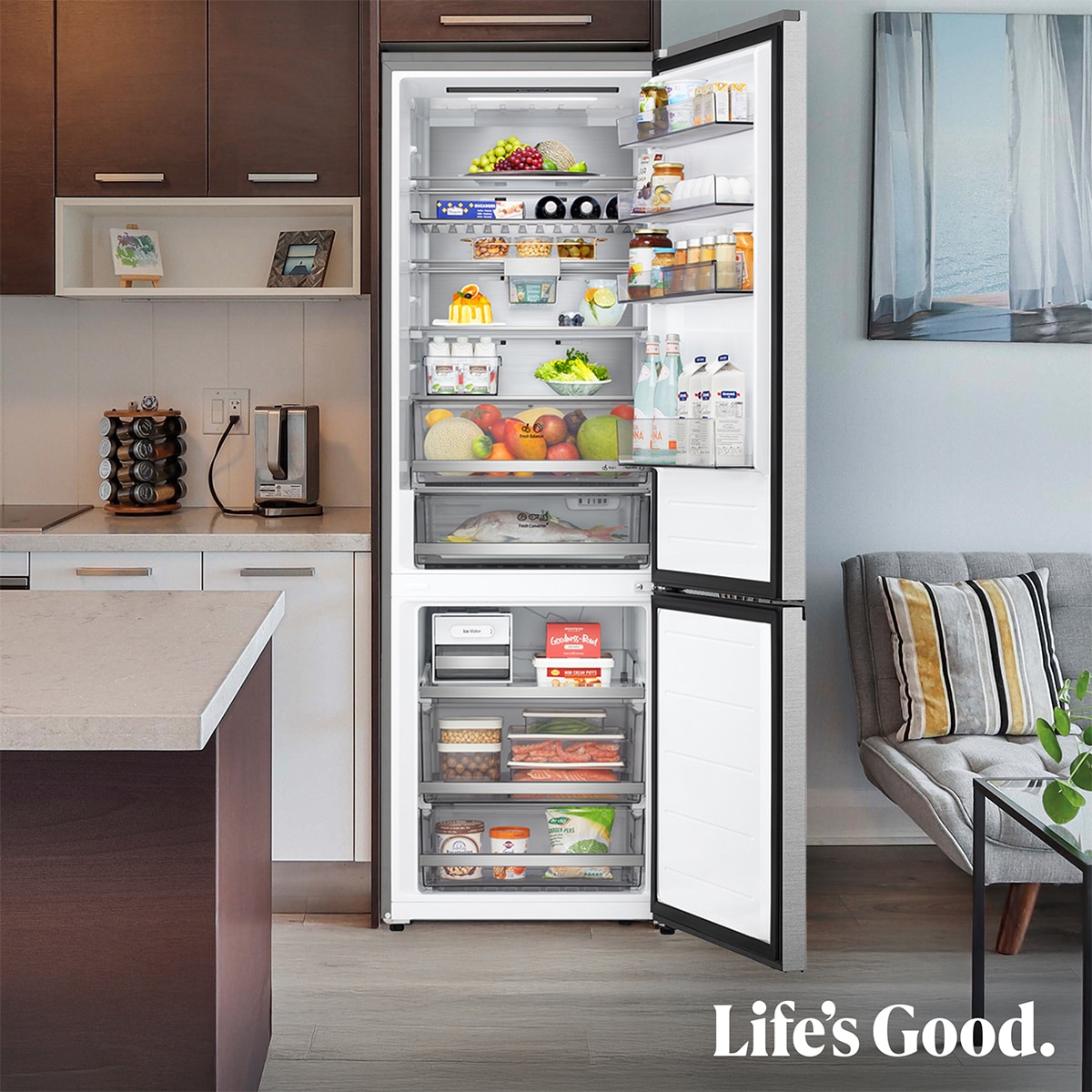 Frigorífico Combi LG, DoorCooling+, 2,03m,  Serie 700 -GBBW726AMB Acero texturizado-15