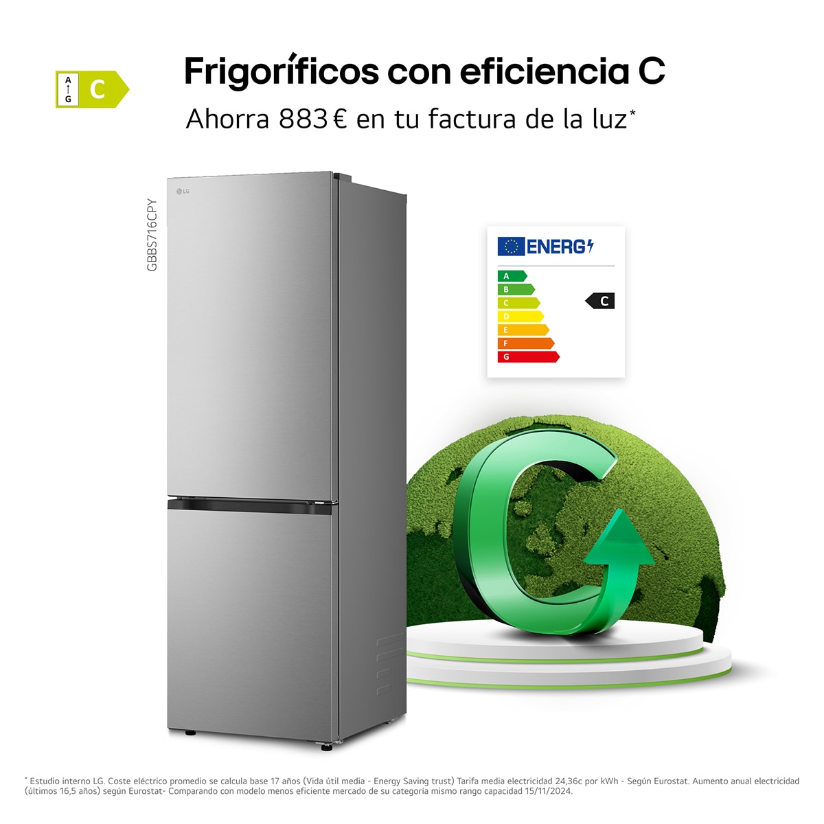 Frigorífico Combi LG, DoorCooling+, 1,86m, Serie 700 - GBBS716CPY Inox-5