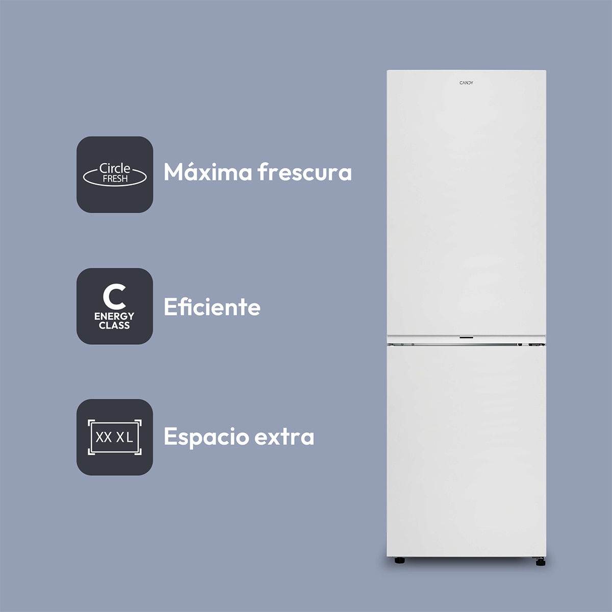 Frigorífico combi Candy Total No Frost Fresco 300 - CNCQ2T618CW Blanco-6