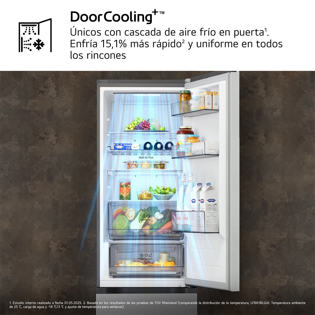 Imagen 7 de Frigorífico Combi LG DoorCooling+, 1.86m, Serie 300 - GBBS312APY - Acero antihuellas Acero antihuellas