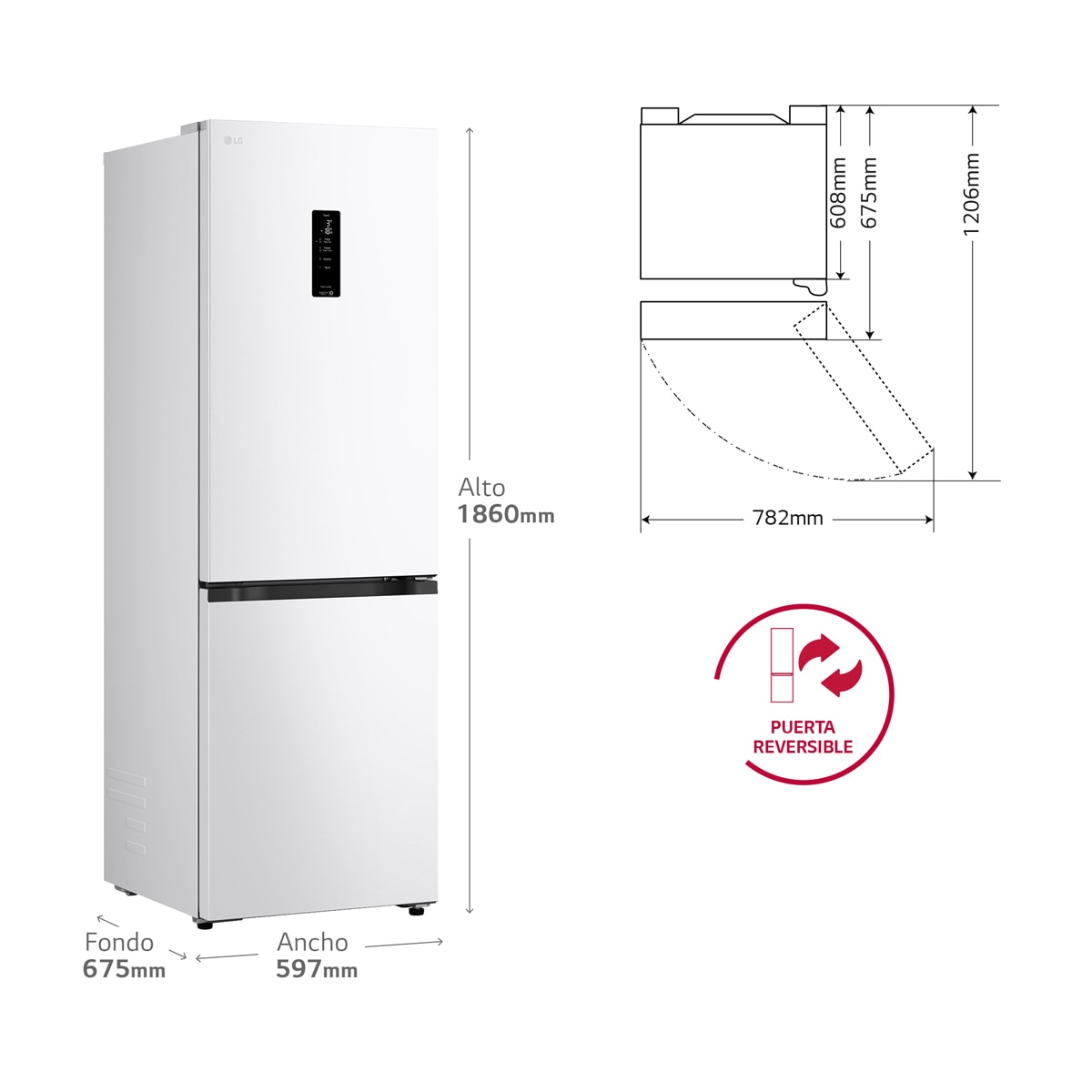 Frigorífico Combi LG DoorCooling+, 1.86m, Serie 200 - GBBSJ11DSW Blanco-2