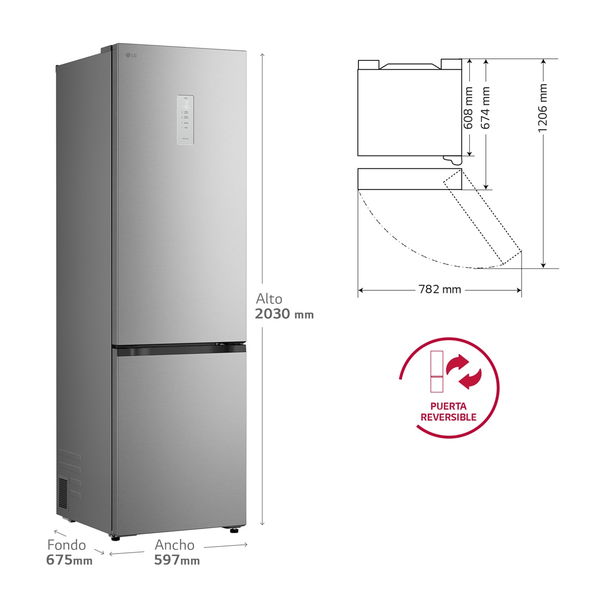Frigorífico Combi LG DoorCooling+, Serie 200 - GBBSJ21EPY Inox antihuellas-2