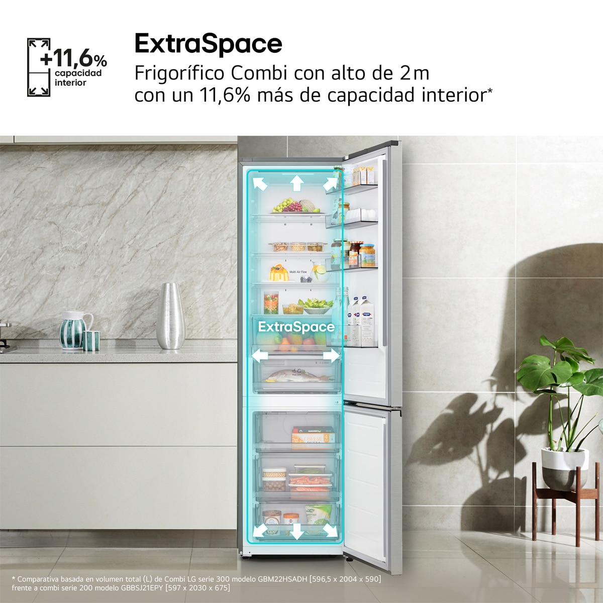 Frigorífico Combi LG DoorCooling+, Serie 200 - GBBSJ21EPY Inox antihuellas-10