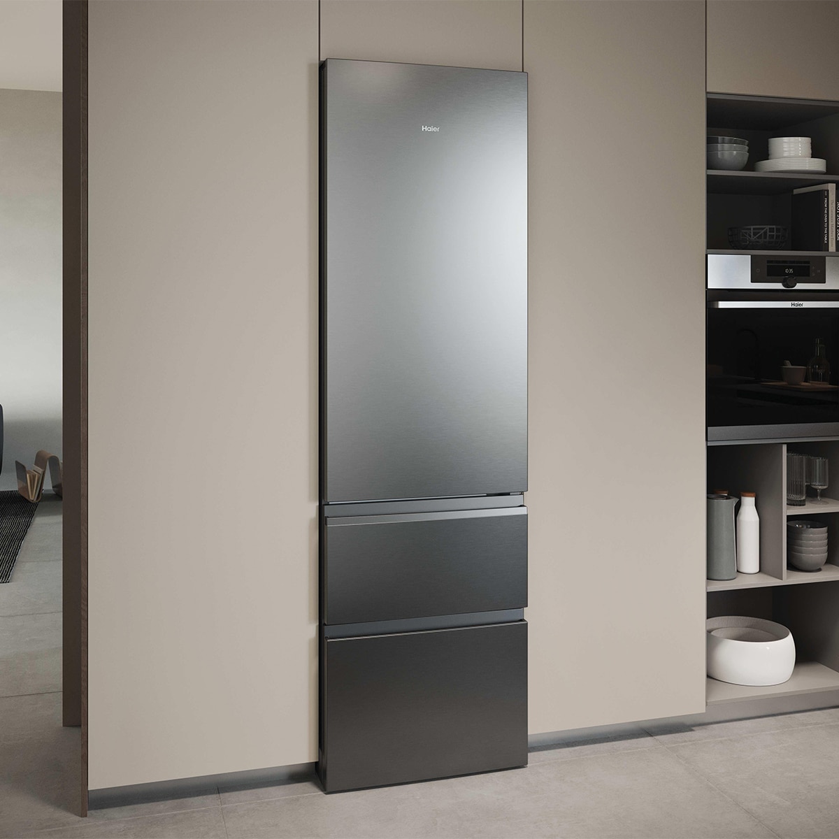 Frigorífico Combi Haier Total No Frost 3D 60 Series - HTR3618CNMG Inox-6