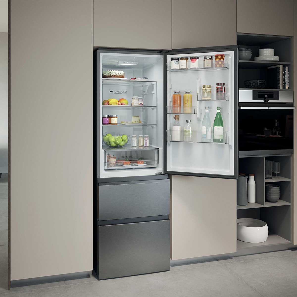 Frigorífico Combi Haier Total No Frost 3D 60 Series - HTR3618CNMG Inox-7