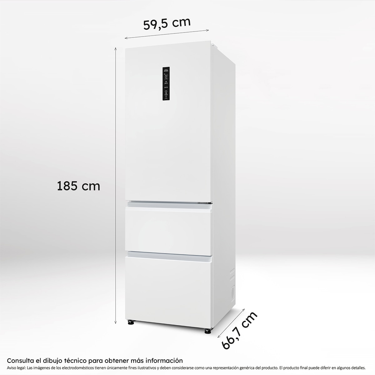 Frigorífico Combi Haier Total No Frost 3D 60 Series 5 - HTW5618DNPW Blanco-2