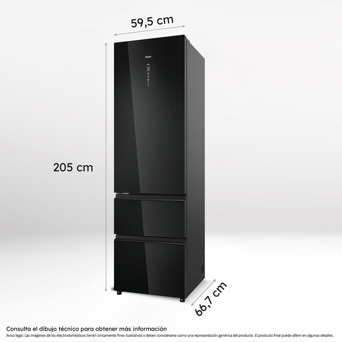 Frigorífico Combi Haier Total No Frost 3D 60 Series 7 Pro - HTW7620DNGB Cristal negro-2