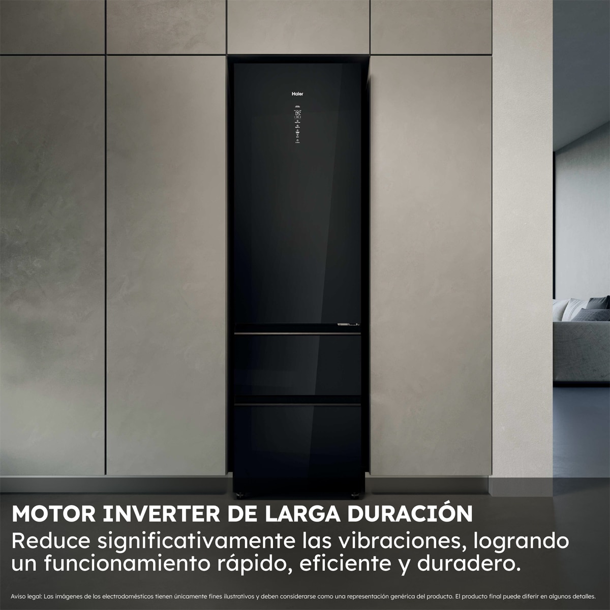 Frigorífico Combi Haier Total No Frost 3D 60 Series 7 Pro - HTW7620DNGB Cristal negro-6