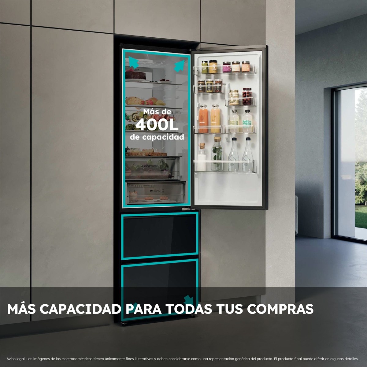 Frigorífico Combi Haier Total No Frost 3D 60 Series 7 Pro - HTW7620DNGB Cristal negro-12