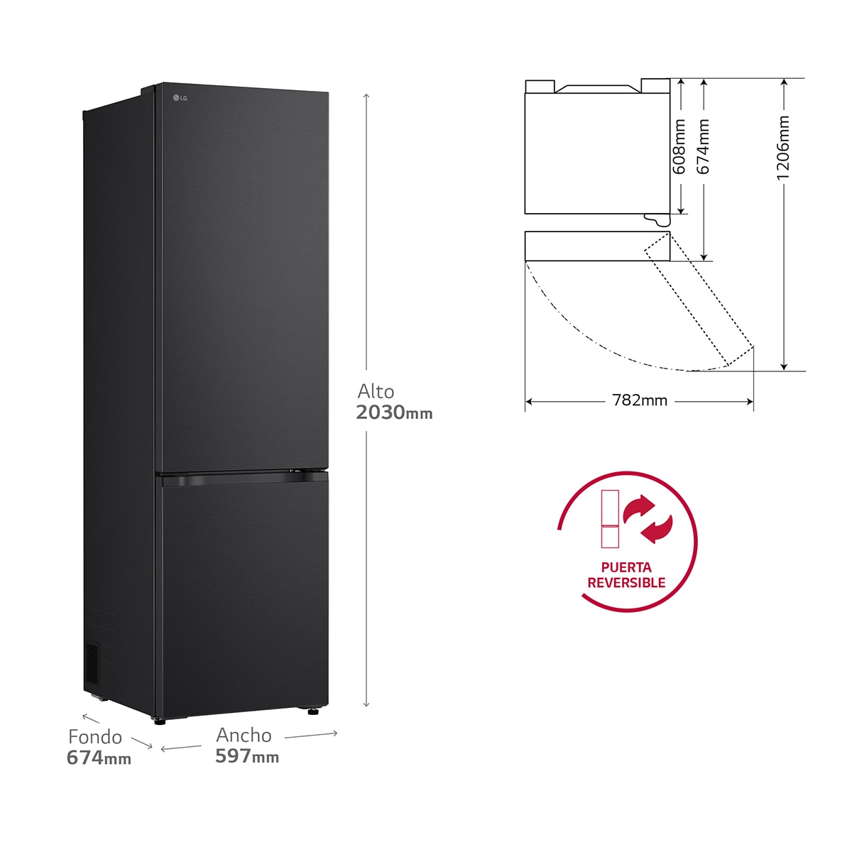 Frigorífico Combi LG Instaview™, DoorCooling+ - GBG5160CPY Inox antihuellas-2