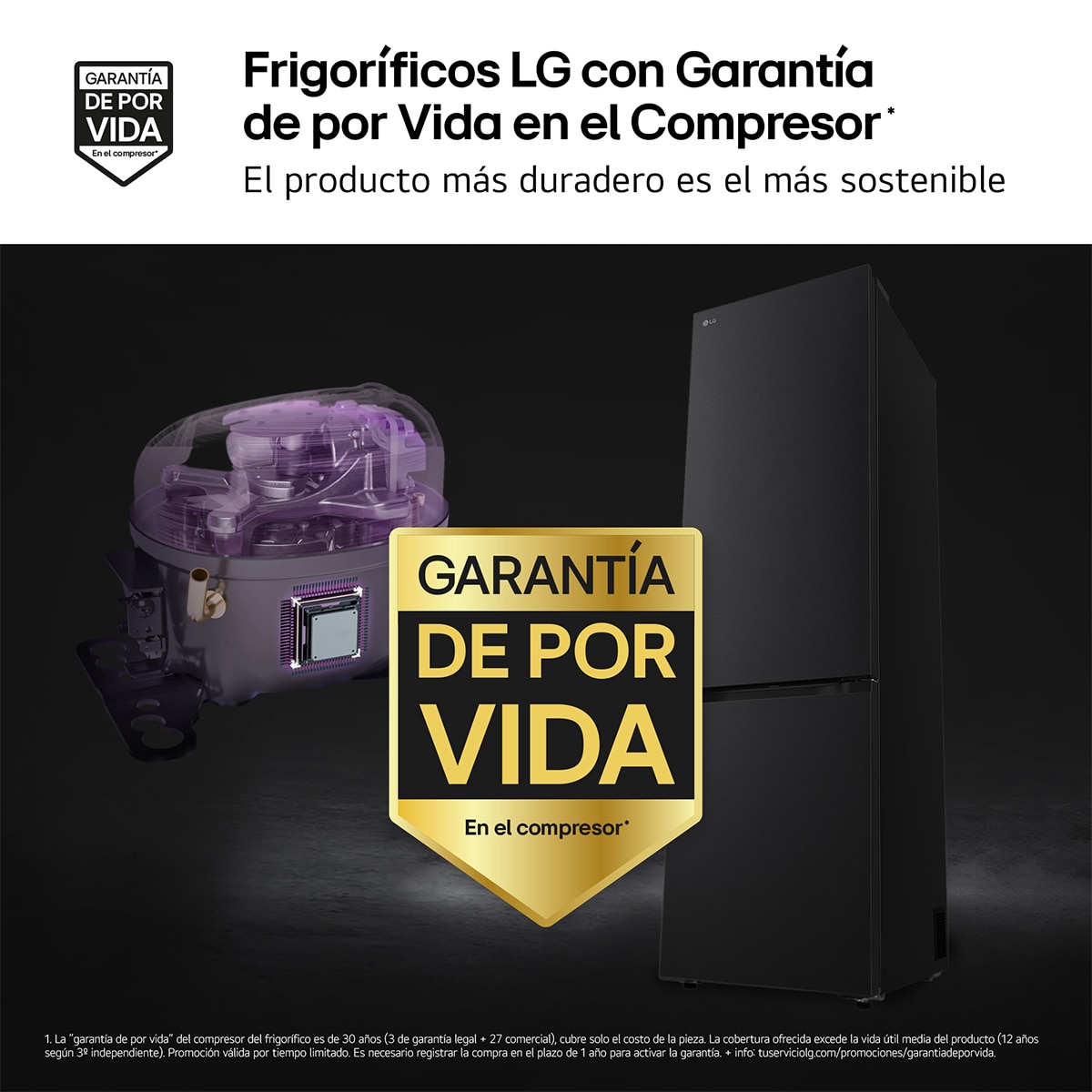 Frigorífico Combi LG Instaview™, DoorCooling+ - GBG5160CPY Inox antihuellas-4