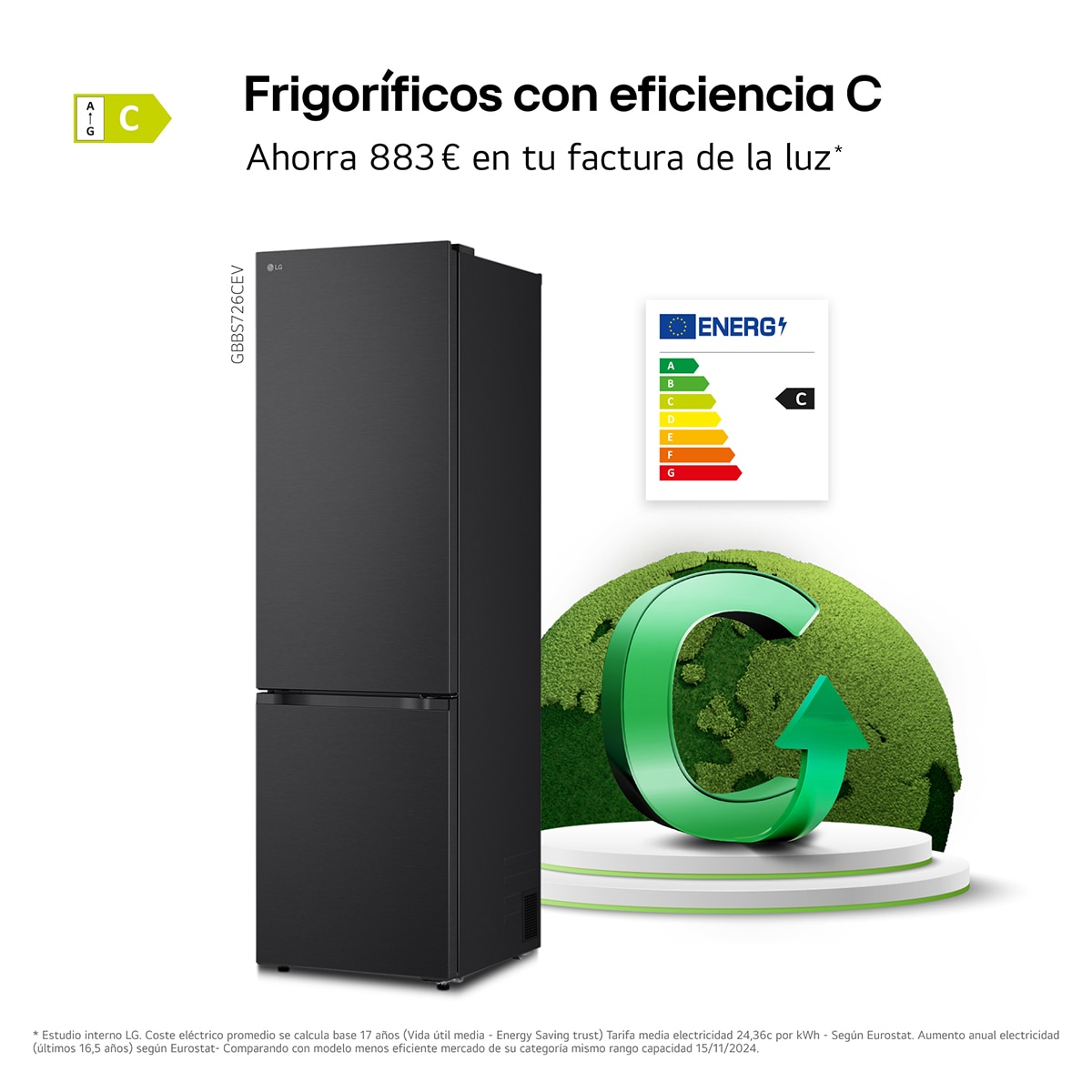 Frigorífico Combi LG Instaview™, DoorCooling+ - GBG5160CPY Inox antihuellas-5