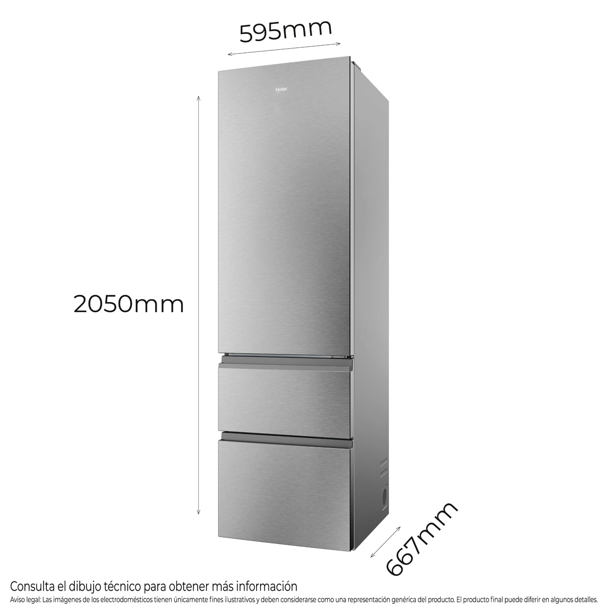Frigorífico Combi Haier No Frost 3D 60 - HTR3620ENMG 2