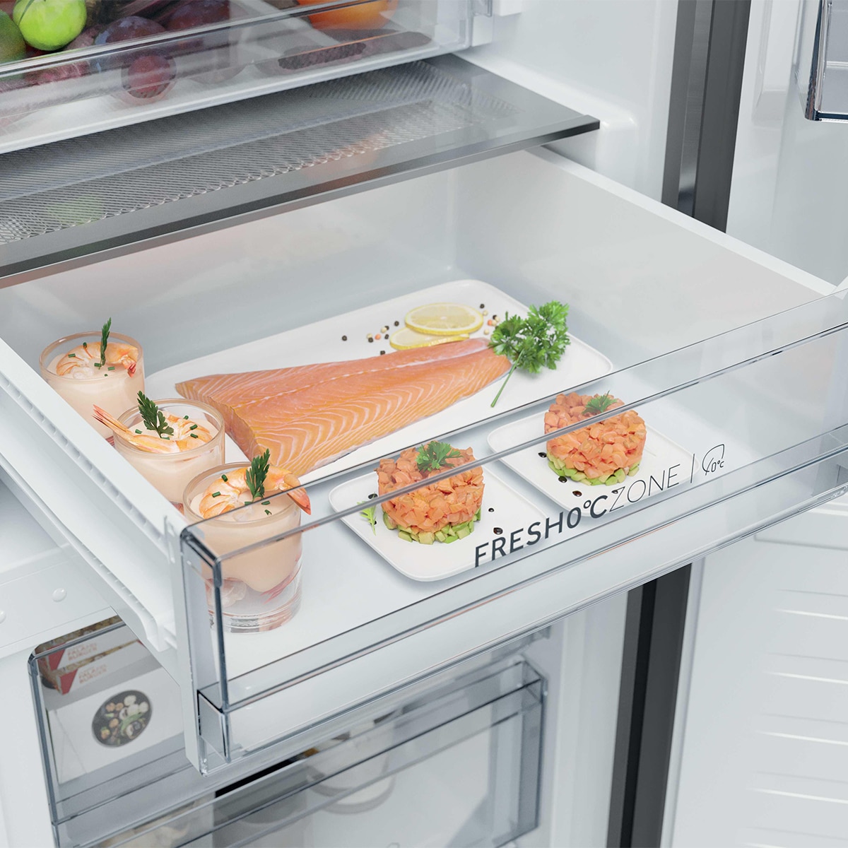 Frigorífico combi Haier HTR3620CNMP, 205 x 59.5 x 66.7 cm, No Frost, clase C, 181 kWh/año, 35 dB, 414 litros, Fresh 0°C, 3 puertas, inox oscuro - imagen 8