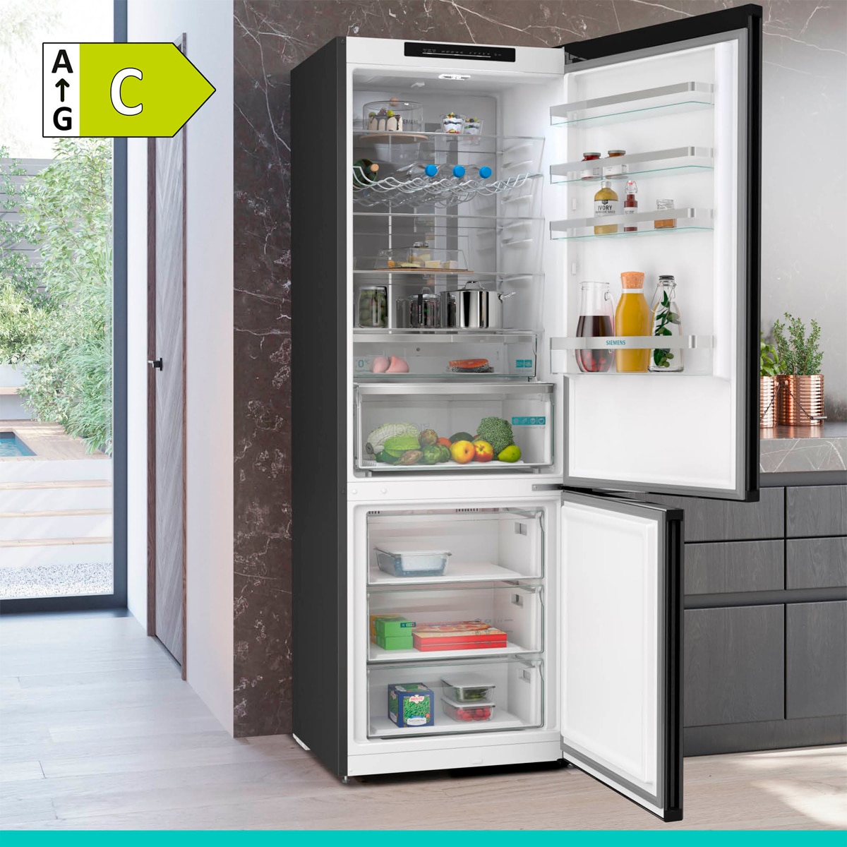 Frigorífico Combinado Siemens KG49NVXCG Total No Frost Aço Preto Anti-Impressões Digitais-3