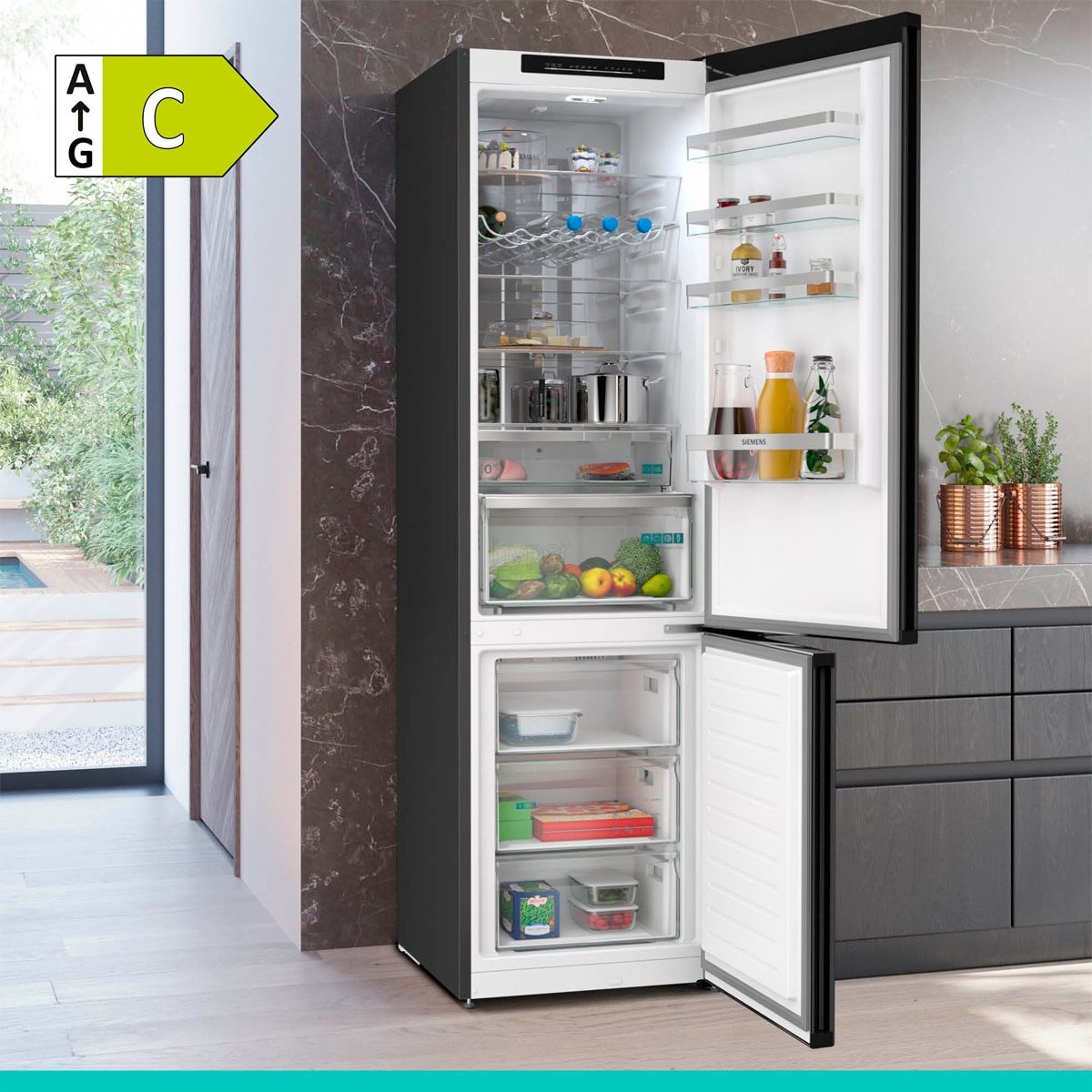Frigorífico combi Siemens, Total No Frost - KG39NVXCG Acero negro antihuellas-3