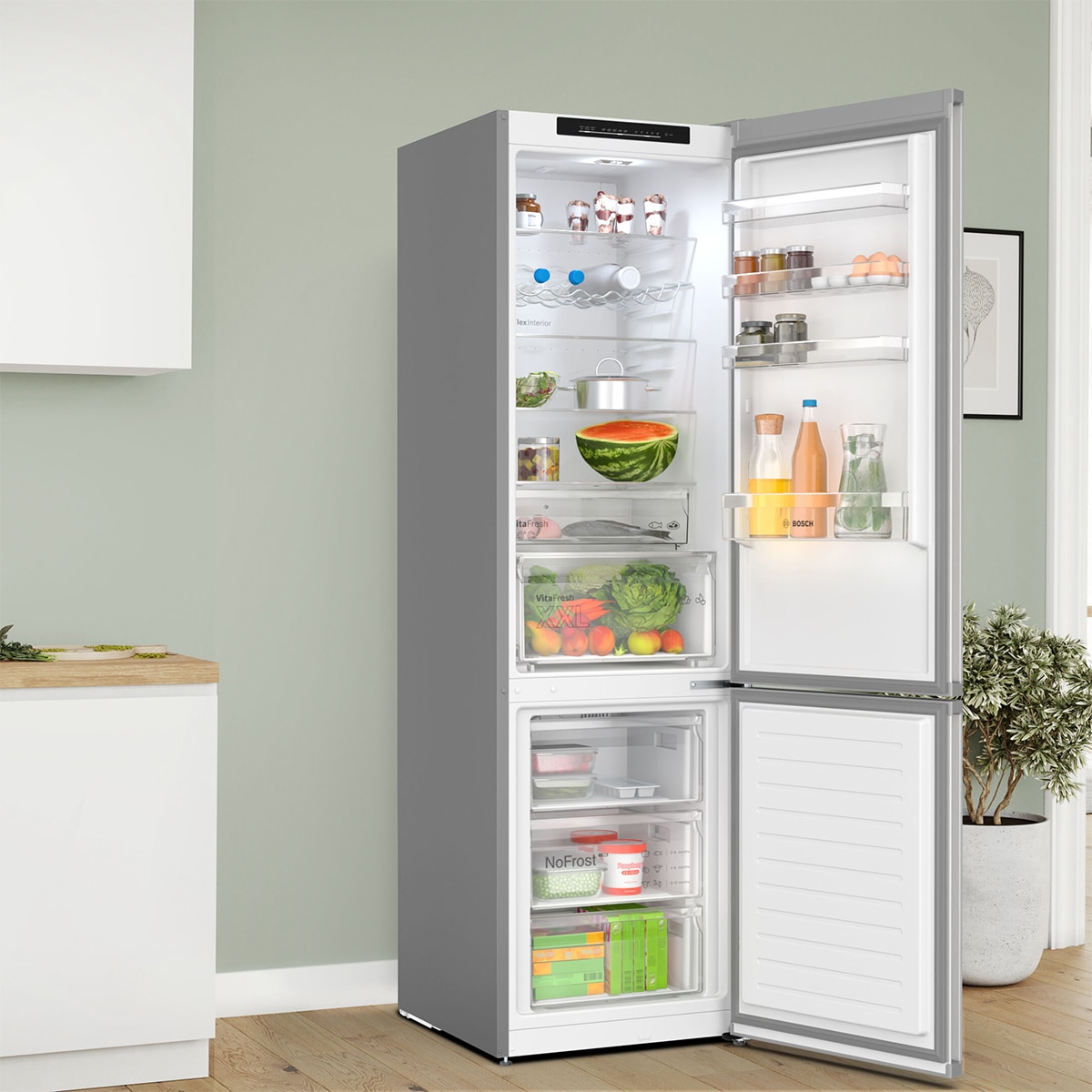 Frigorífico combi Bosch, Serie 4, VitaFresh XXL 0ºC - KGN392LCF Acero mate-3