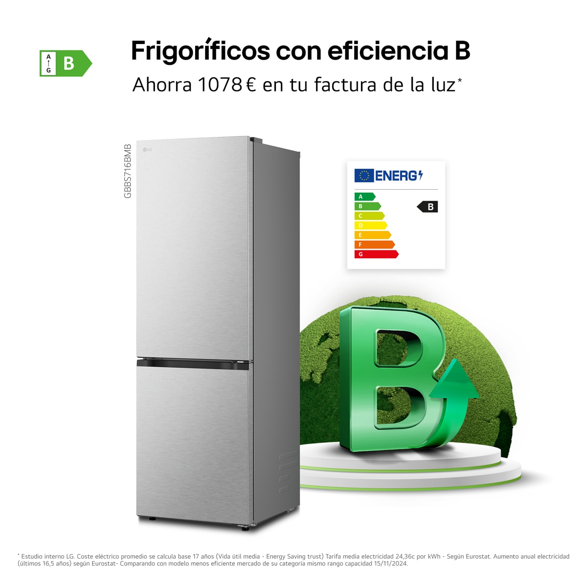 Frigorífico Combi LG Serie 700, Total No Frost, Door Cooling - GBBS716BMB Acero texturizado-5