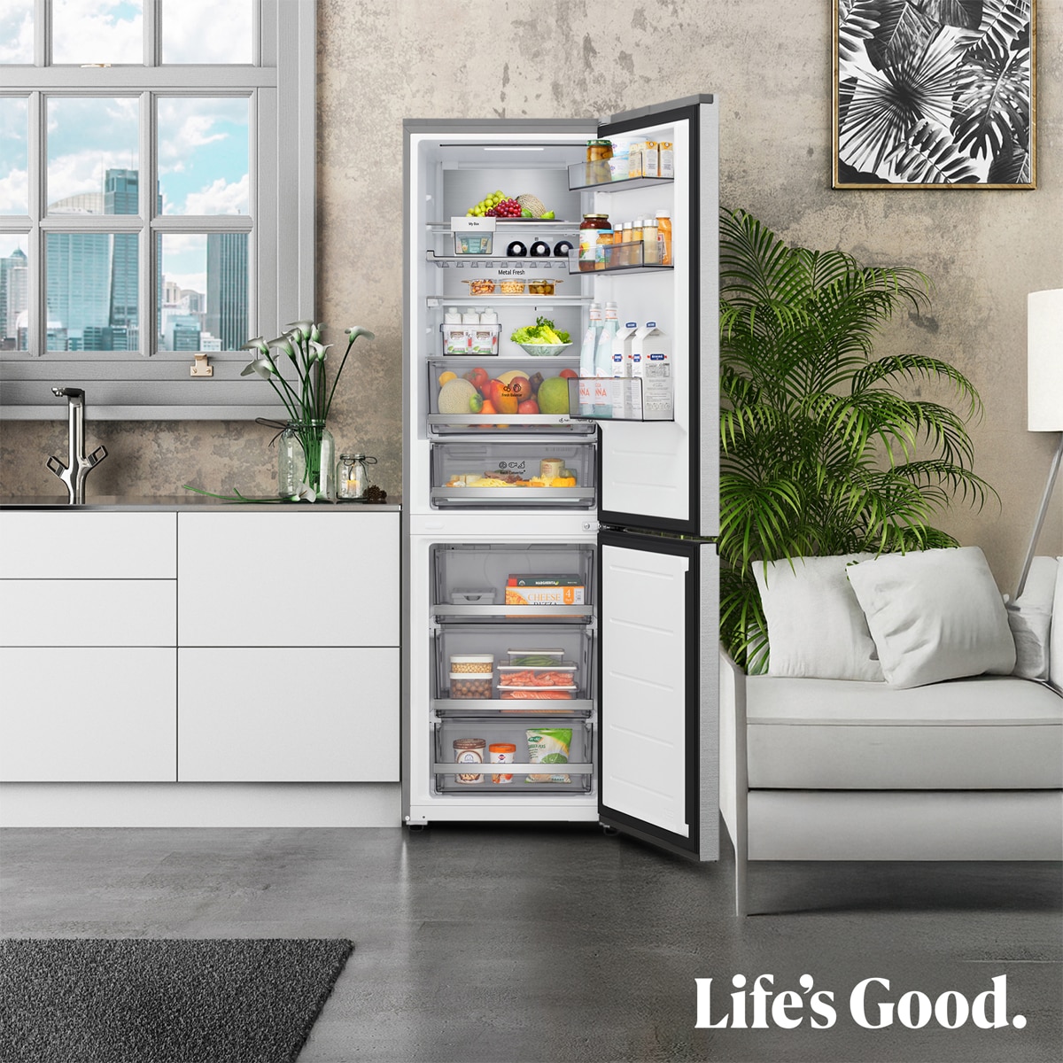 Frigorífico Combi LG Serie 700, Total No Frost, Door Cooling - GBBS716BMB Acero texturizado-15
