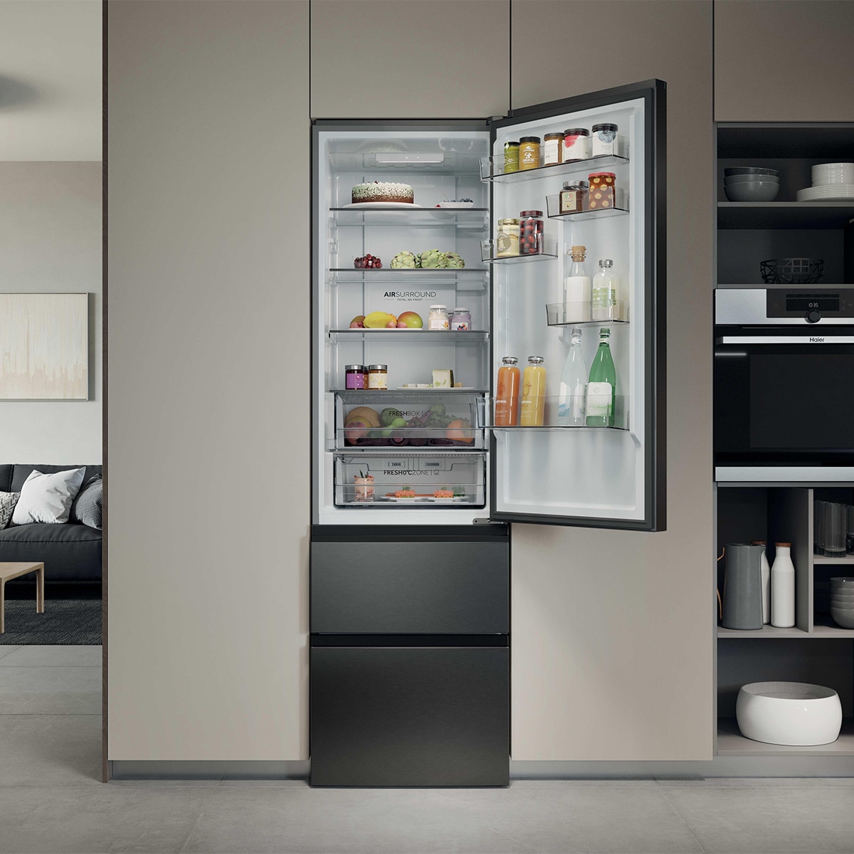 Frigorífico Combi Haier Total No Frost 3D 60 Series - HTR3620ANMP - Dark inox Dark inox-10