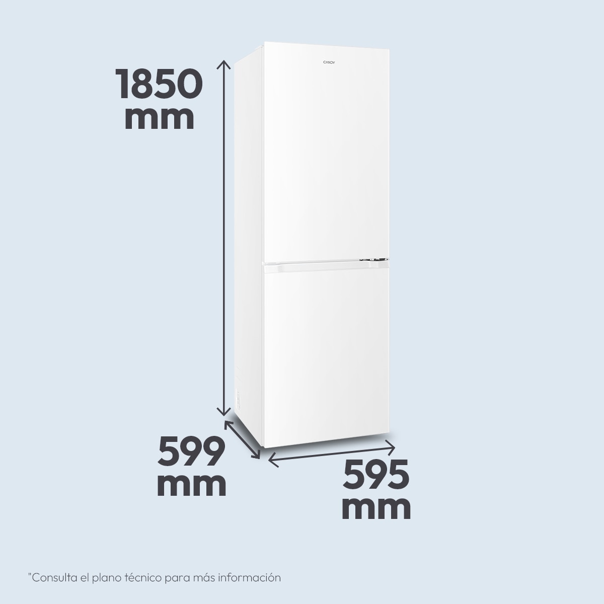 Frigorífico Combi Candy Space Fit Total No Frost Fresco Style - CNCQ2T6S18DW 3