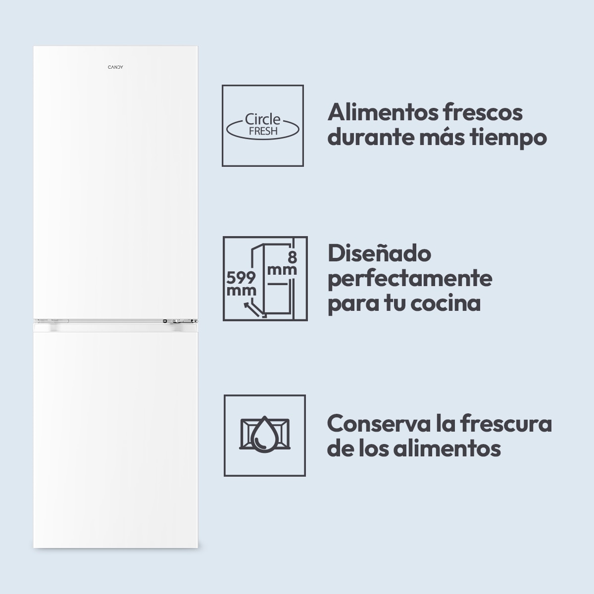 Frigorífico Combi Candy Space Fit Total No Frost Fresco Style - CNCQ2T6S18DW 6