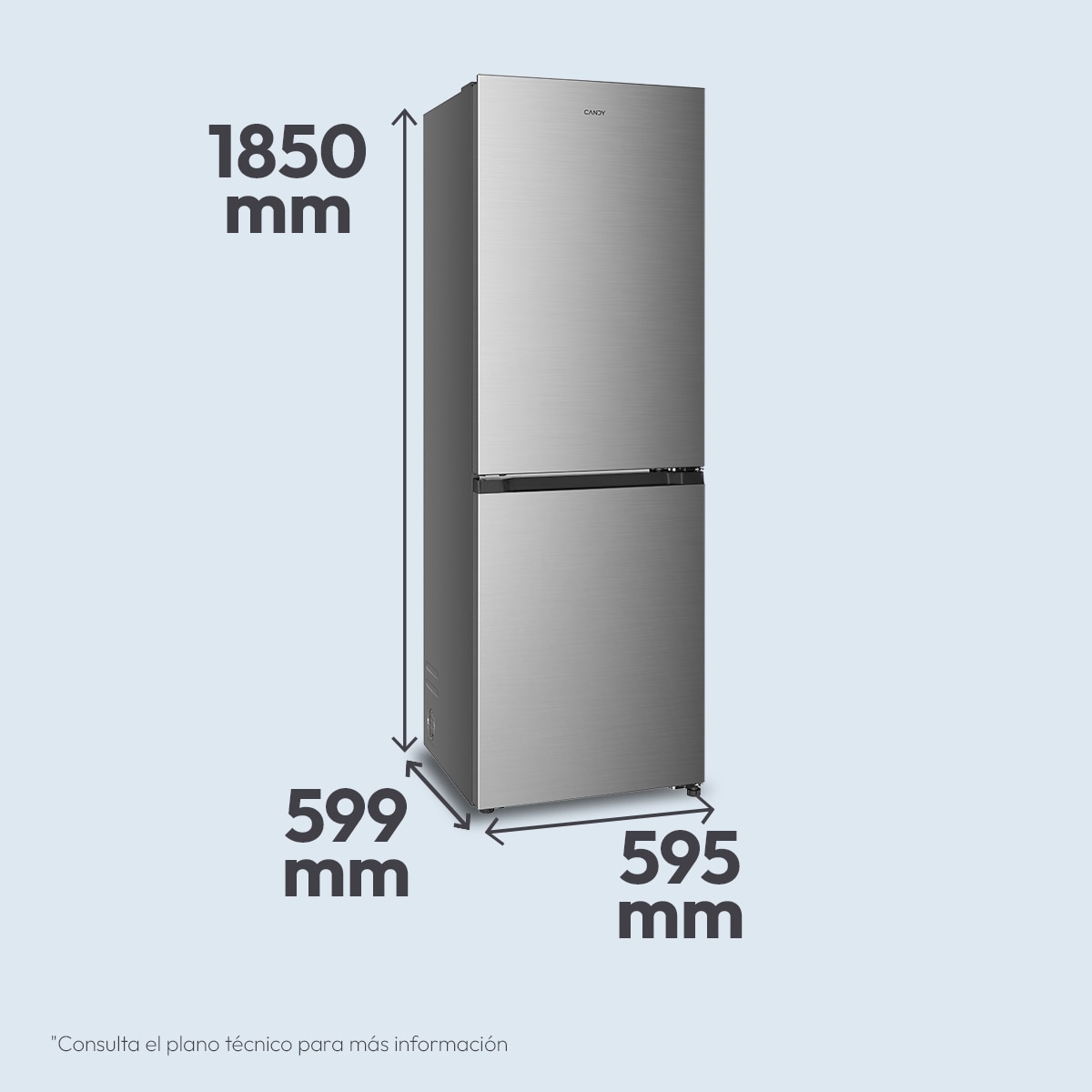 Frigorífico Combi Candy Space Fit Total No Frost Fresco Style - CNCQ2T6S18CX 3