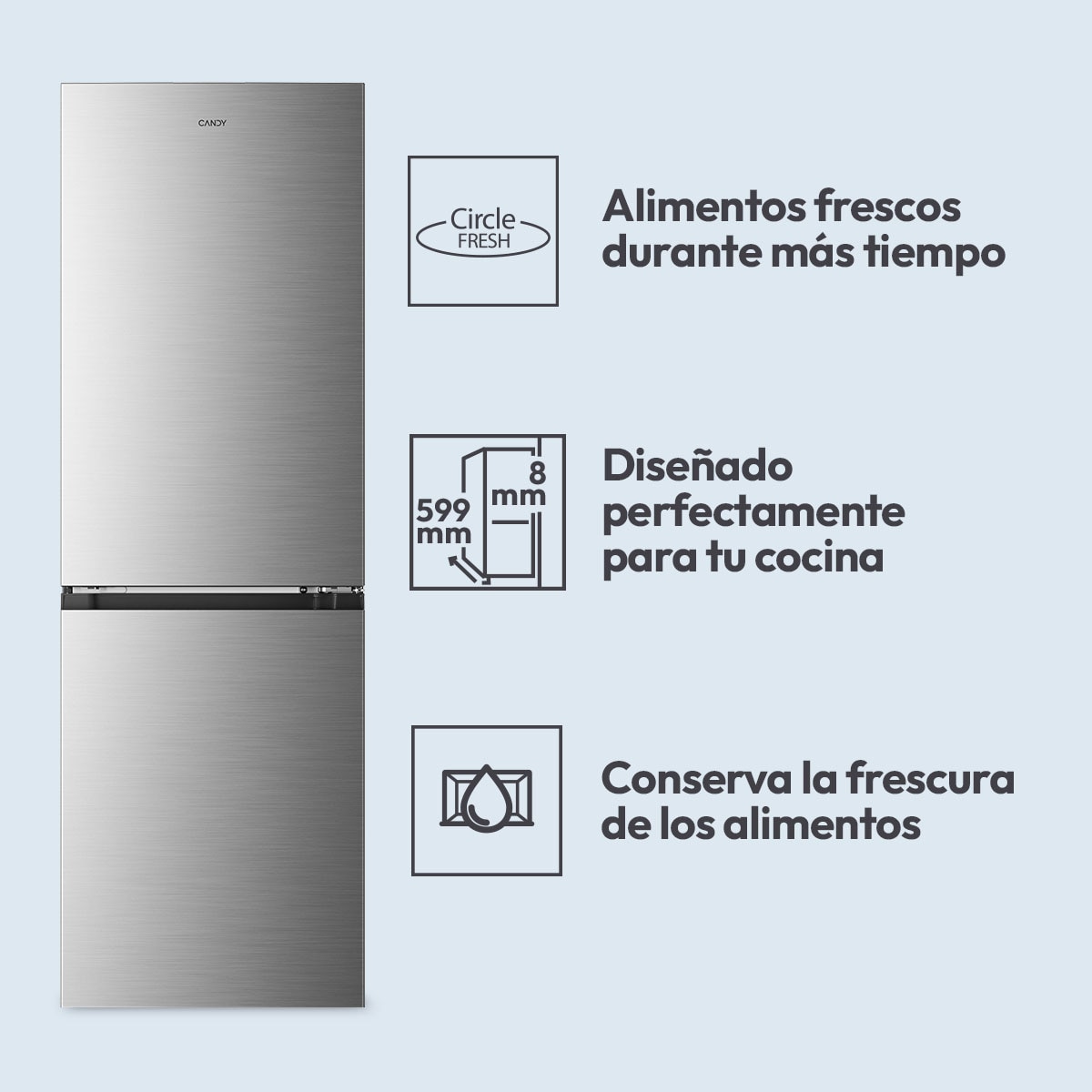 Frigorífico Combi Candy Space Fit Total No Frost Fresco Style - CNCQ2T6S18CX 6
