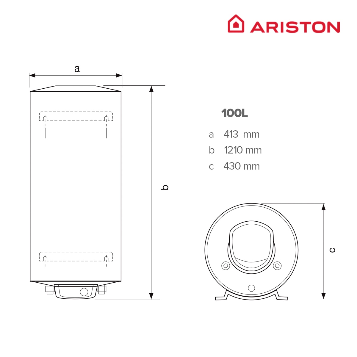 Termo eléctrico vertical/horizontal Ariston 100 litros, función ECO EVO - FLECK NILO 2.0 100 EU - Blanco Blanco-2