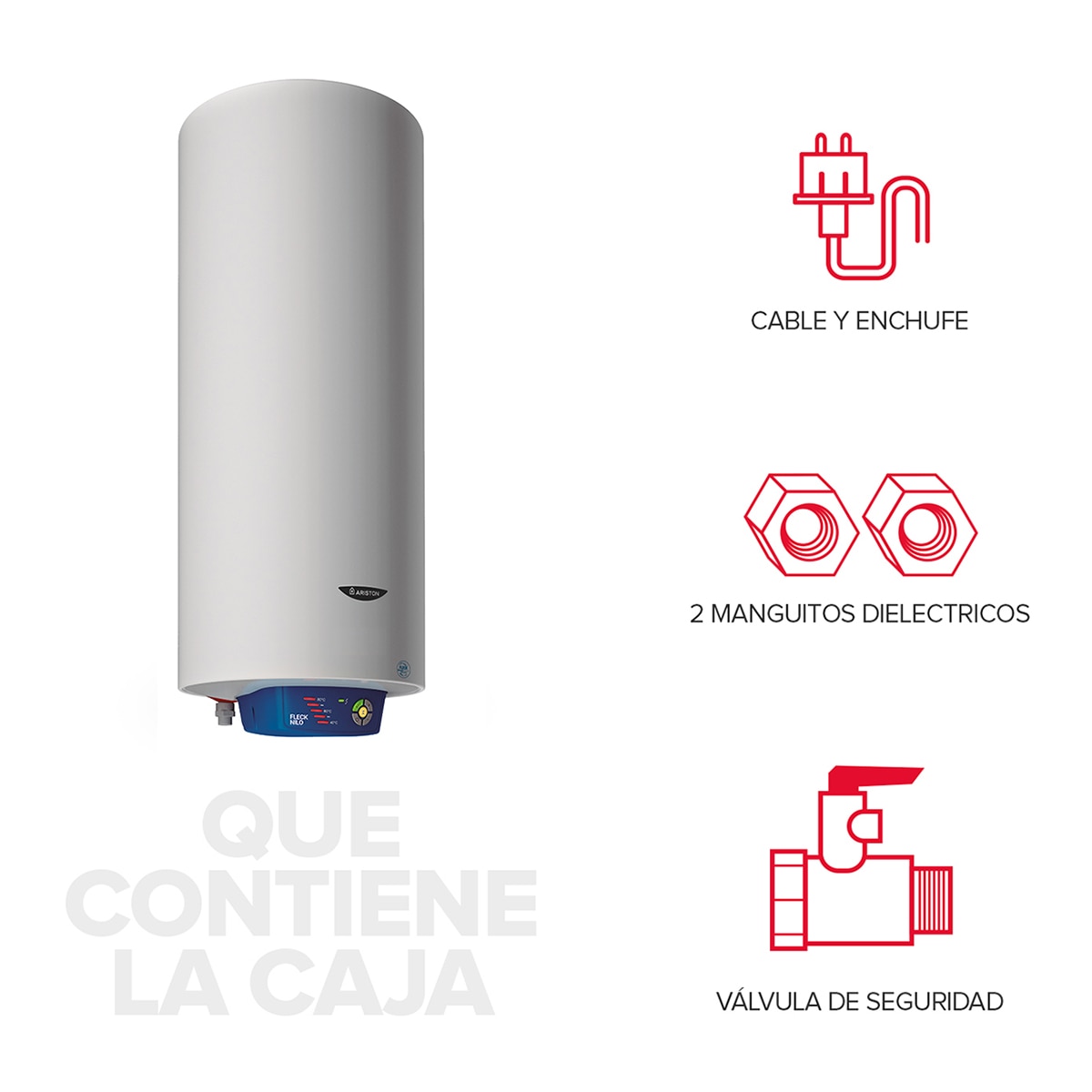 Termo eléctrico vertical/horizontal Ariston 100 litros, función ECO EVO - FLECK NILO 2.0 100 EU Blanco-8