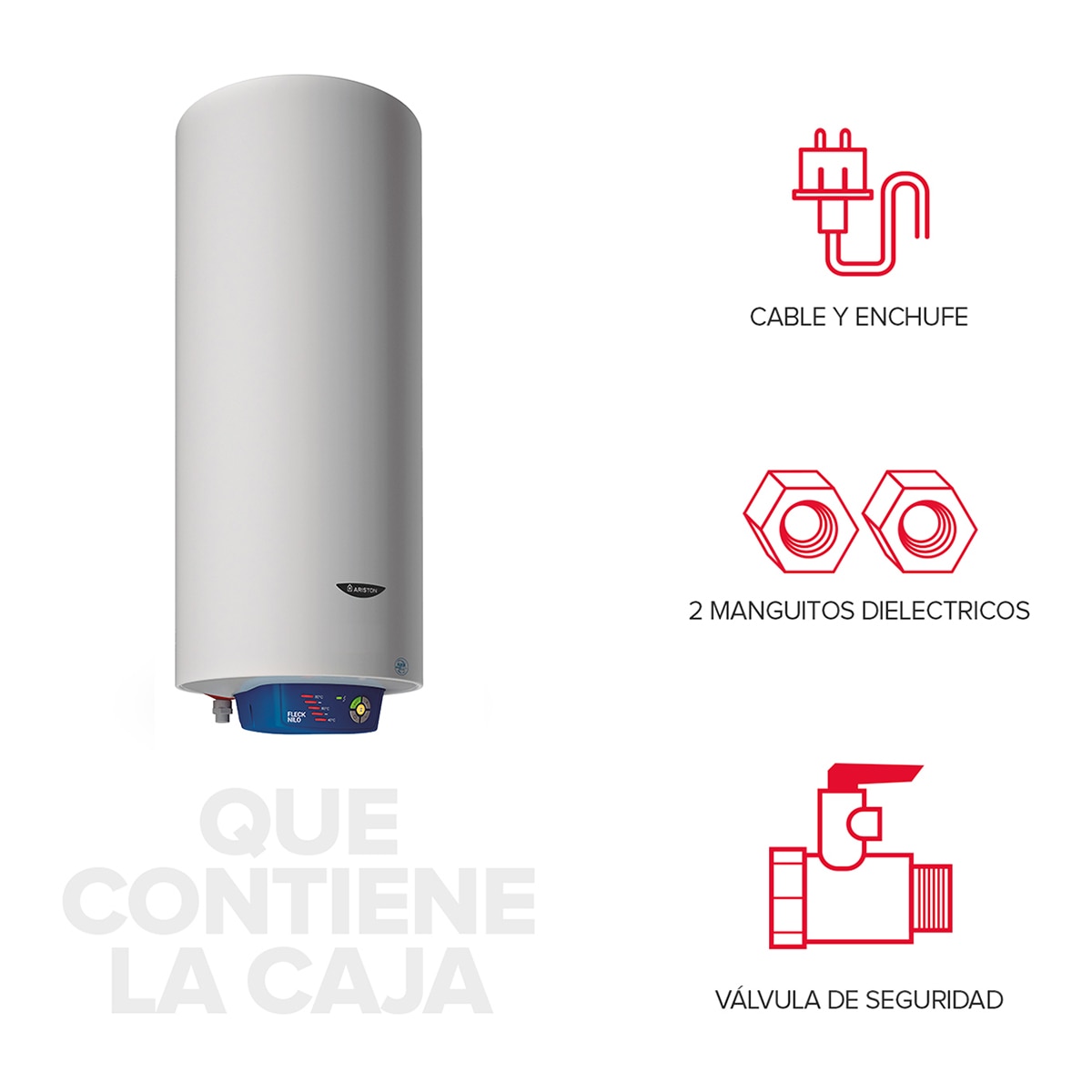 Termo eléctrico vertical/horizontal Ariston 200 litros, función ECO EVO-FLECK NILO 200 EU Blanco-8