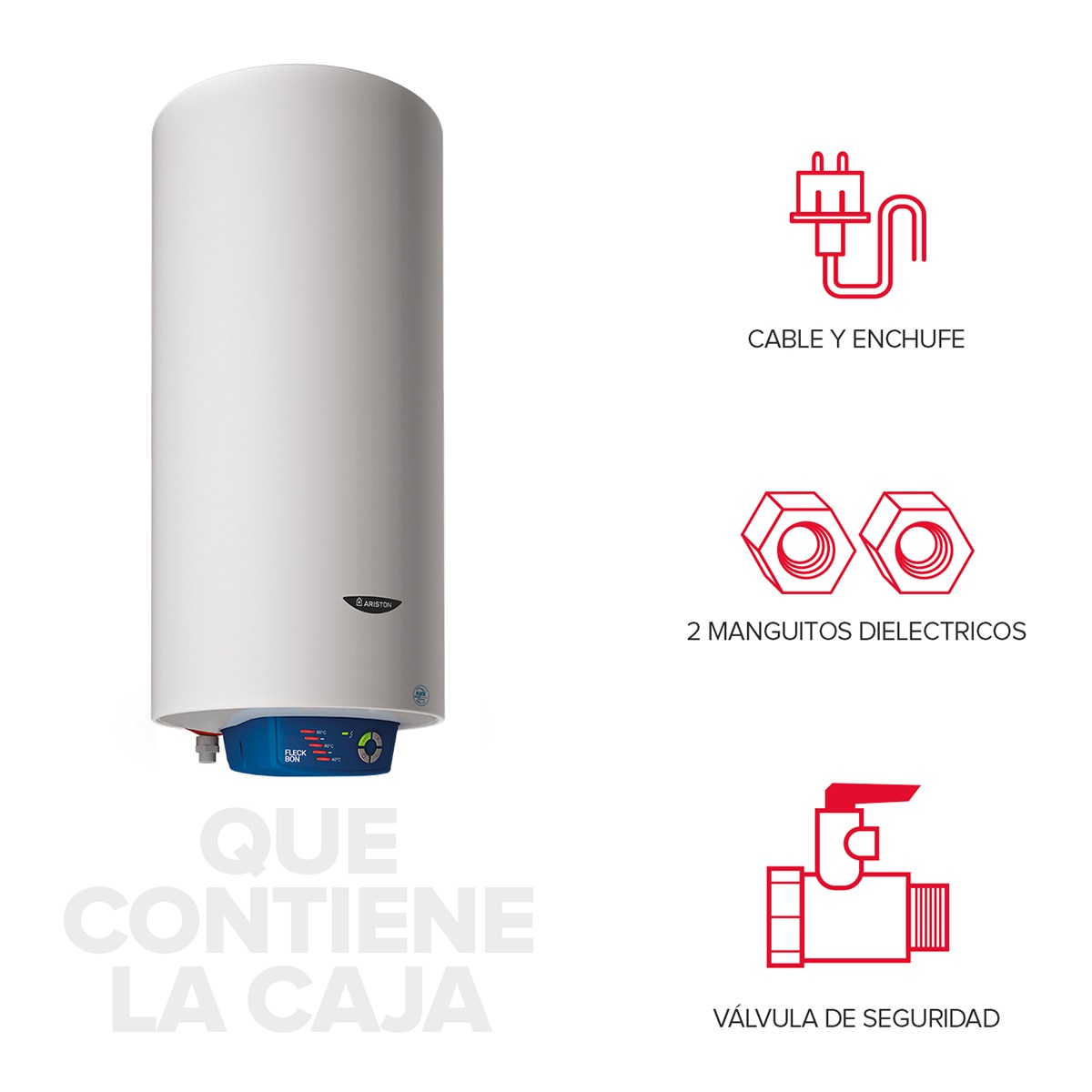 Termo eléctrico vertical/horizontal Ariston 50 litros, ánodo electrónico - FLECK BON 2.0 50 EU Blanco-8