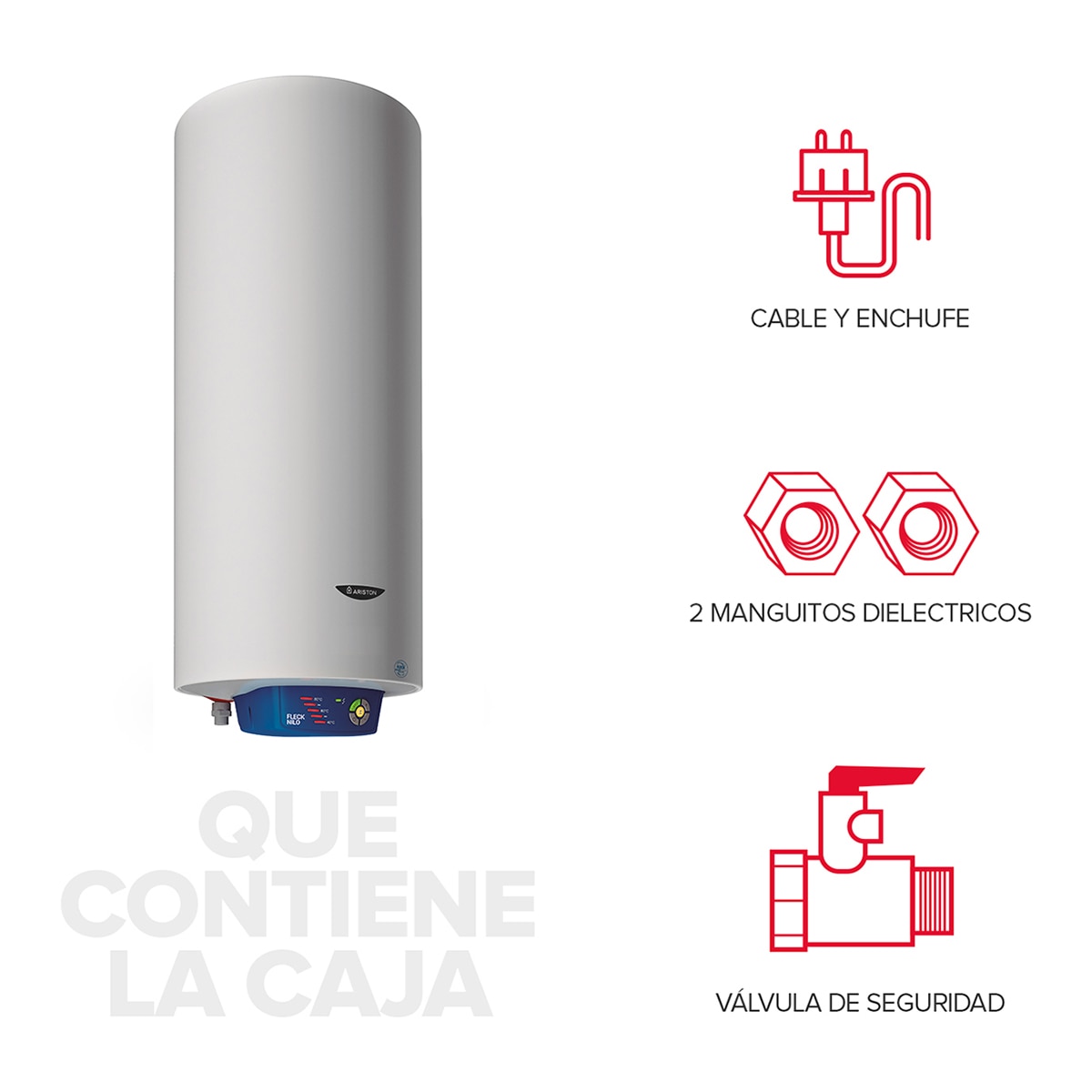Termo eléctrico vertical/horizontal Ariston 150 litros, funcion ECO EVO - FLECK NILO 150 EU - Blanco Blanco-8