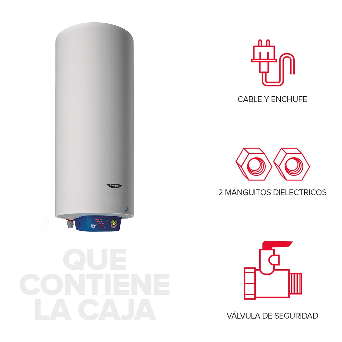 Termo eléctrico vertical/horizontal Ariston 50 litros, funcion ECO EVO -FLECK NILO 2.0 50 EU Blanco-8