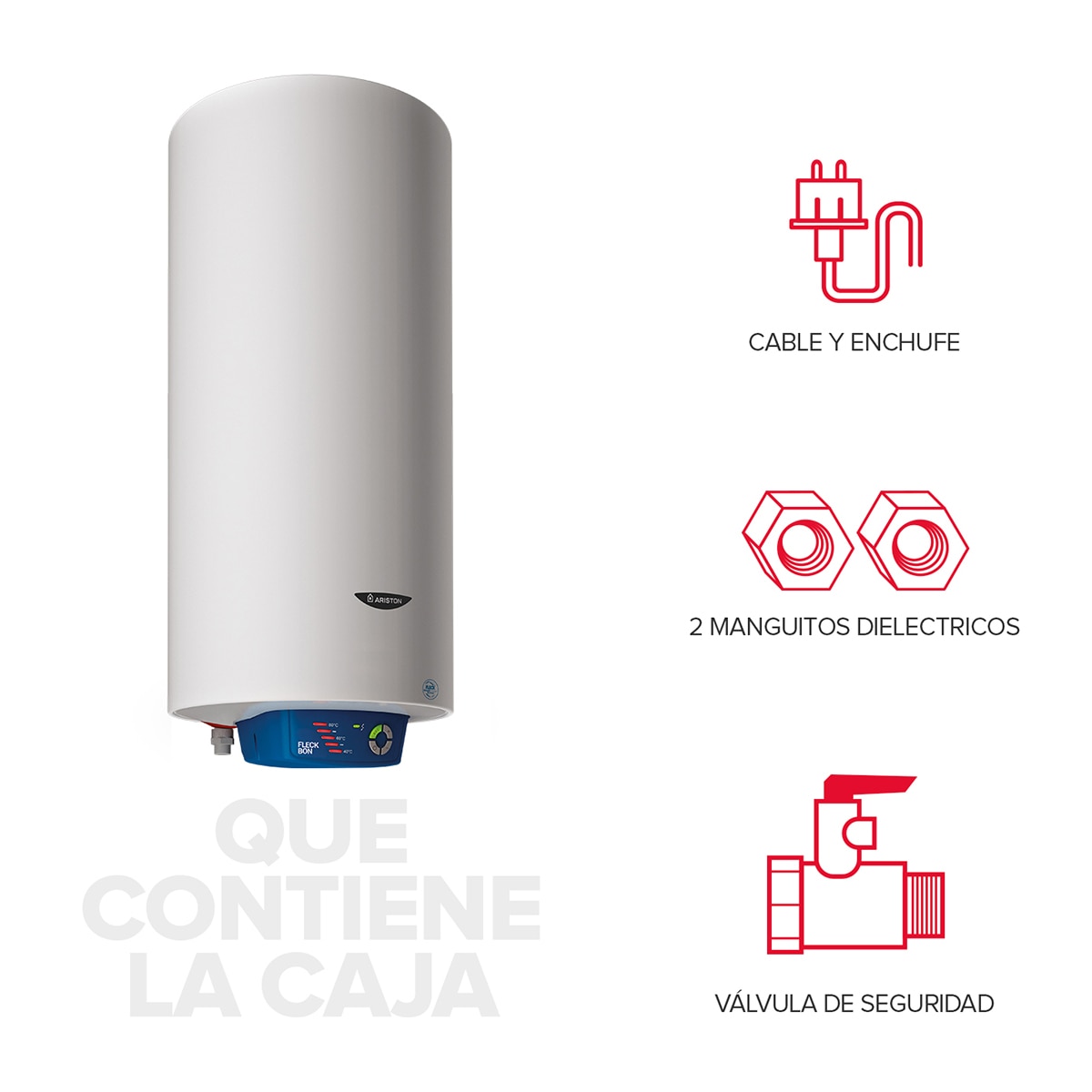 Termo eléctrico vertical/horizontal Ariston 75 litros  - FLECK BON 2.0 75 EU Blanco-8