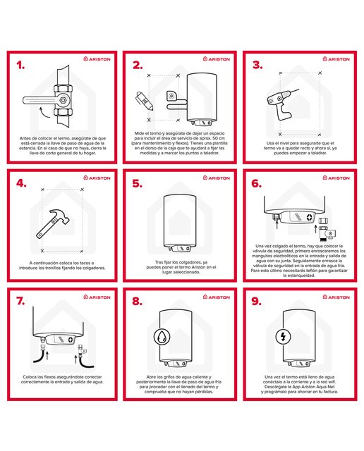 Termo eléctrico vertical/horizontal Ariston 75 litros  - FLECK BON 2.0 75 EU Blanco-9