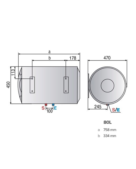 Termo eléctrico horizontal Ariston 80 litros -PRO1 ECO 80 H ES EU Blanco-2