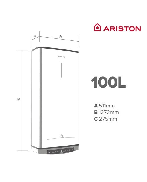 Termo eléctrico vertical/ horizontal Ariston 100 litros - VELIS DRY WIFI 100 - Gris Gris-3