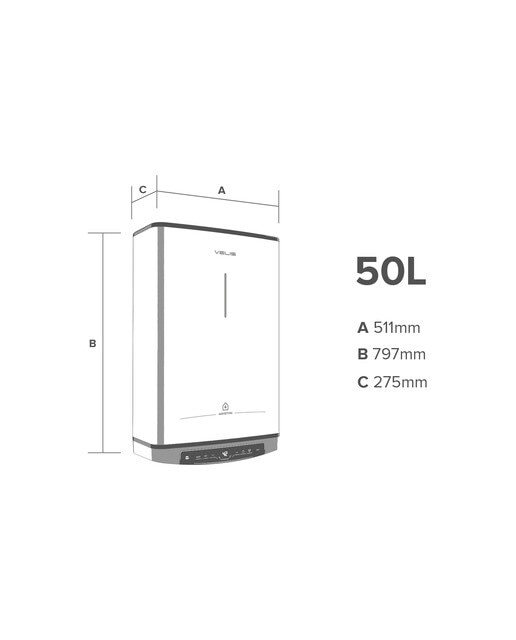 Termo eléctrico vertical/ horizontal Ariston 50 litros, conexión WiFi - VELIS WIFI 50 ES EU Blanco-2