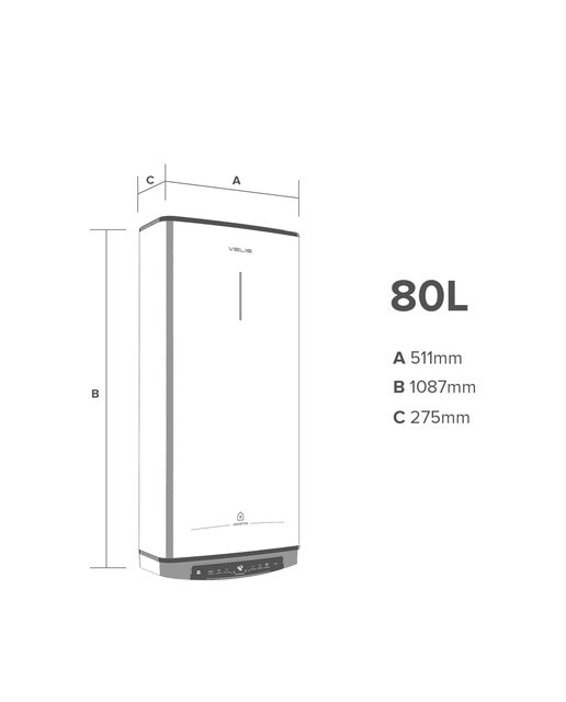 Termo eléctrico vertical/ horizontal Ariston 80 litros, conexión WiFi - VELIS PRO WIFI Blanco-2