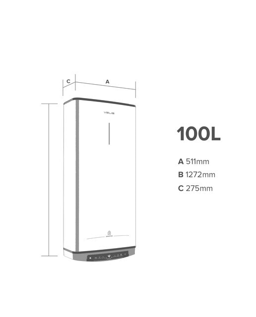 Termo eléctrico vertical/ horizontal Ariston 100 litros, conexión WiFi -VELIS WIFI 100 ES EU Blanco-2